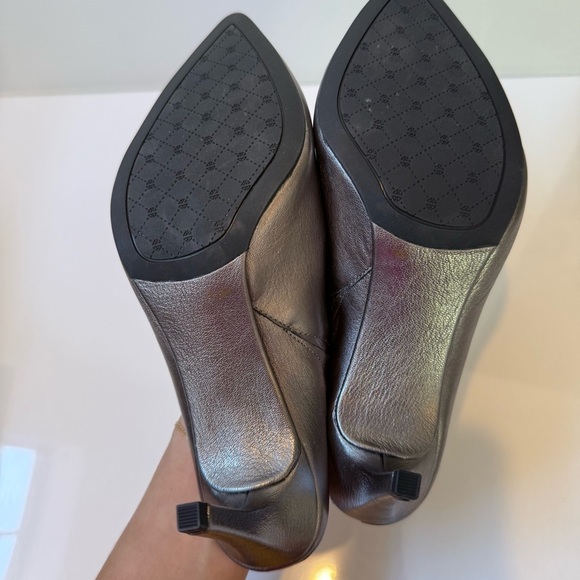 ANTONIO MELANI Silver Pewter Leather Pointed Mule Heels 7.5 - Picture 11 of 12